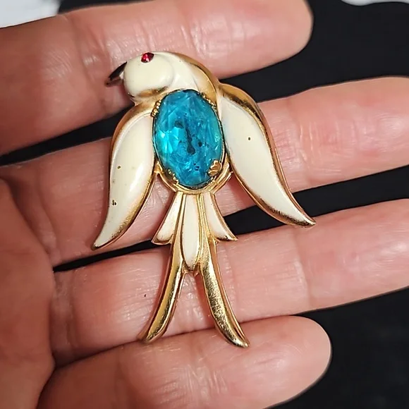 Vintage Coro Jelly Belly enameled bird - Picture 3 of 5